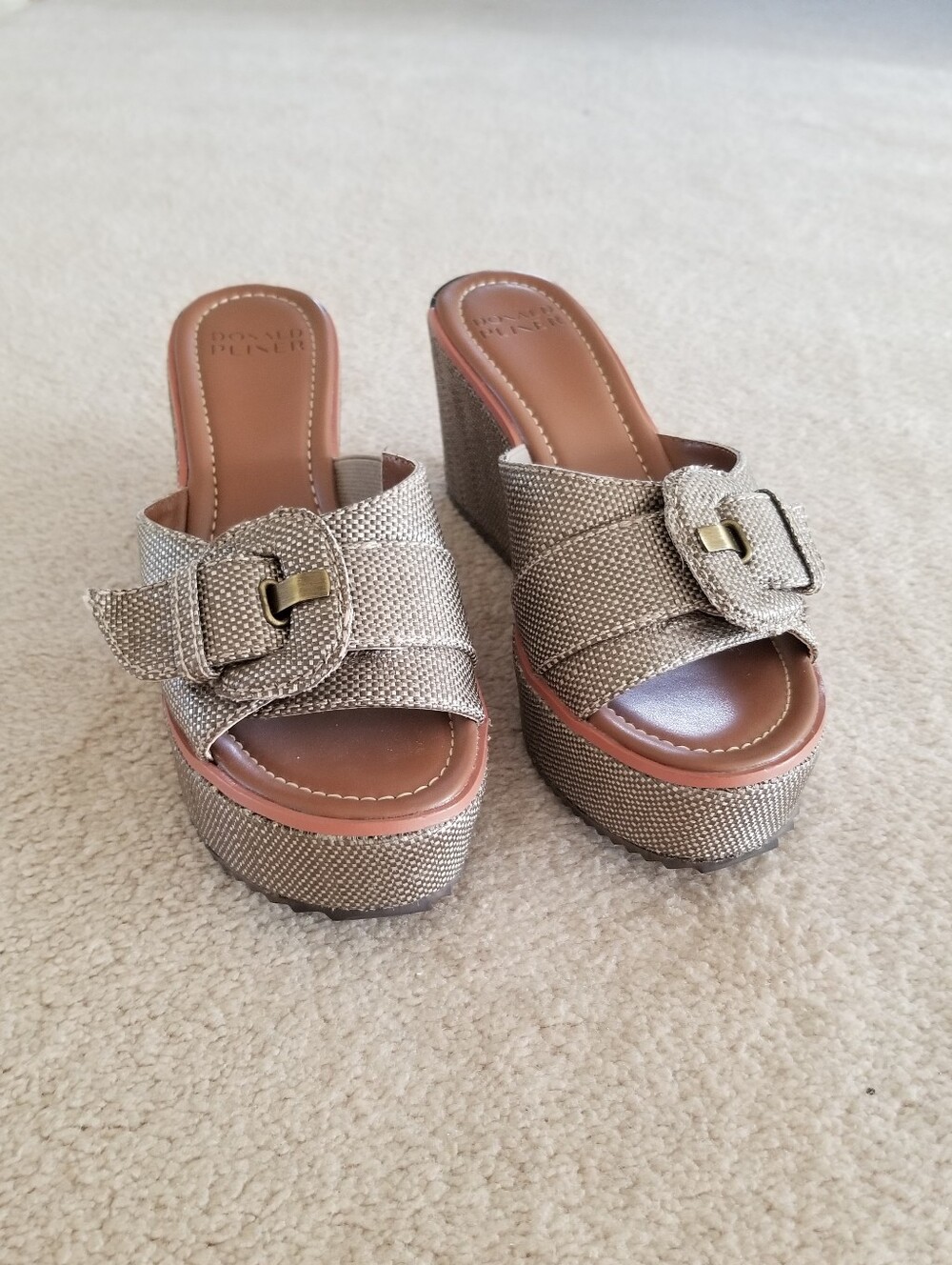 Donald J. Pliner Ivor Raffia Platform Wedge Sandals Size 8